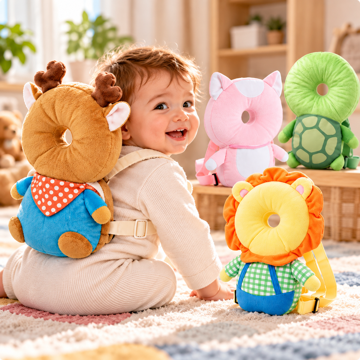 Protector de Cabeza Ajustable Infantil – Mochilita Acolchada 🧸